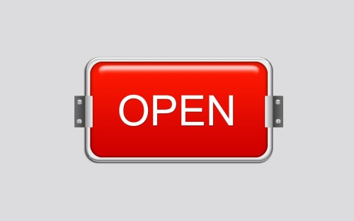 Надпись open на сером фоне