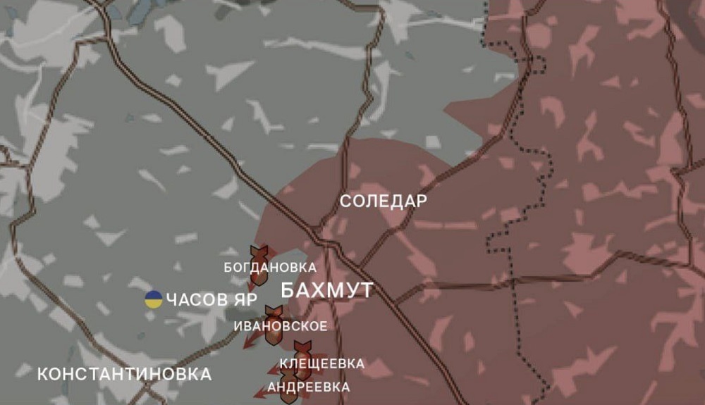 Карта СВО на Артемовском направлении. Последние новости спецоперации на карте. Источник — Wargonzo