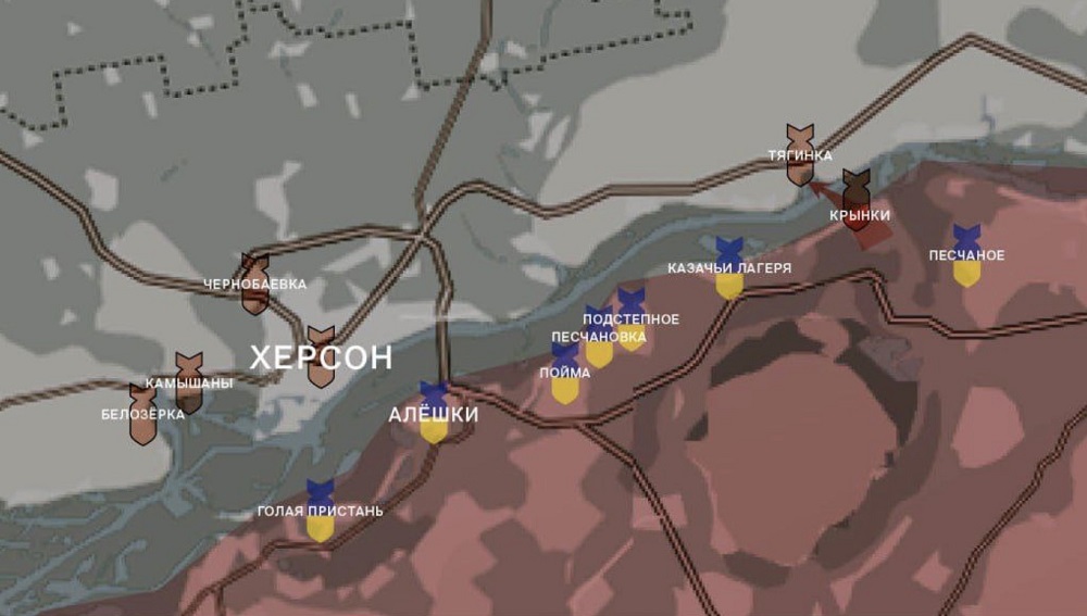 Карта СВО на Херсонском направлении. Последние новости спецоперации на карте. Источник — Wargonzo
