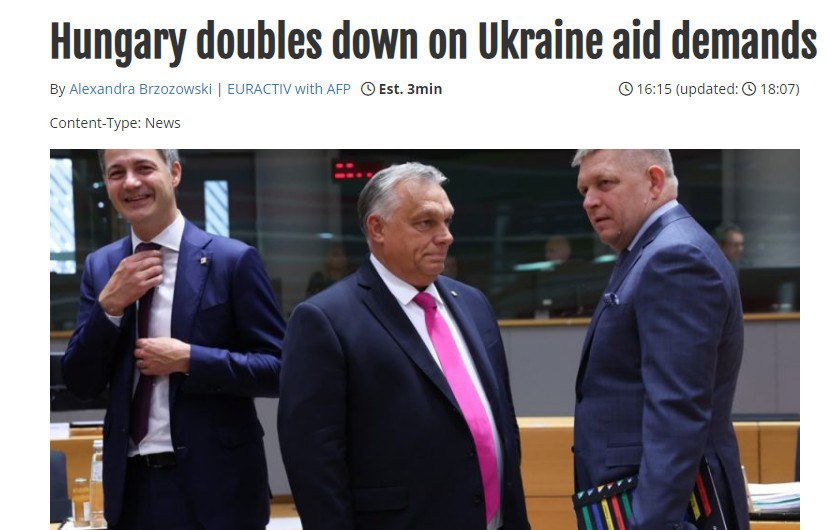 Венгрия настойчиво требует обсуждать помощь Украине каждый год — Euractiv