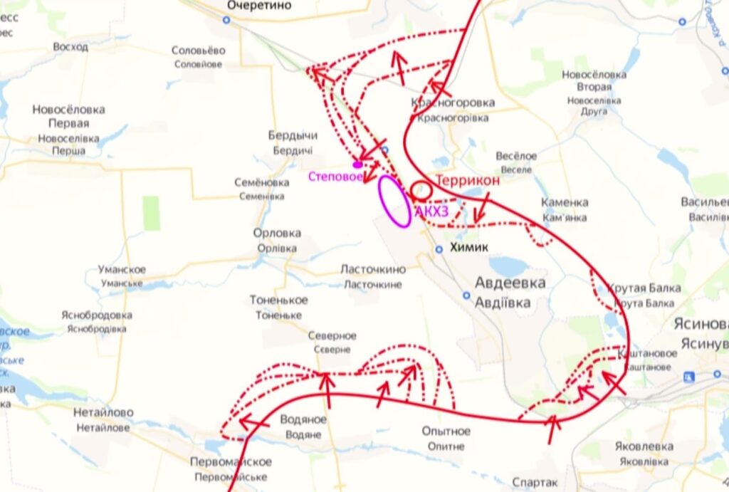Карта СВО на Авдеевском направлении. Последние новости СВО на карте. Источник - Юрий Подоляка