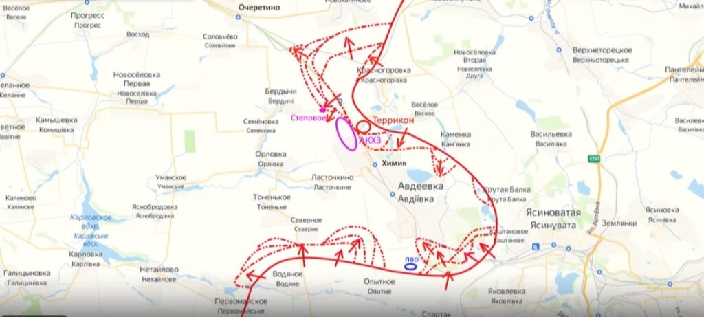 Карта СВО на Авдеевском направлении. Последние новости спецоперации на карте. Источник - Юрий Подоляка