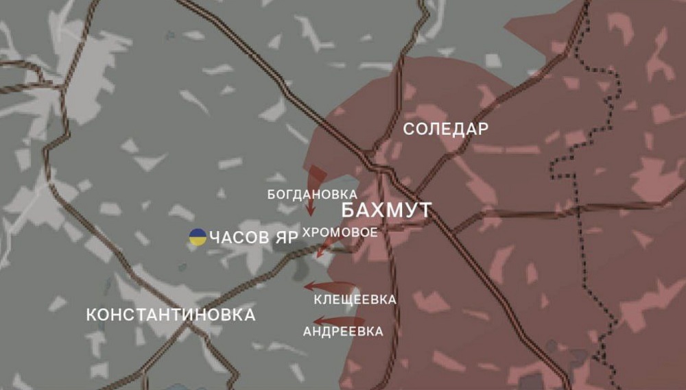 Карта СВО на Артемовском направлении. Последние новости спецоперации на карте. Источник - Wargonzo