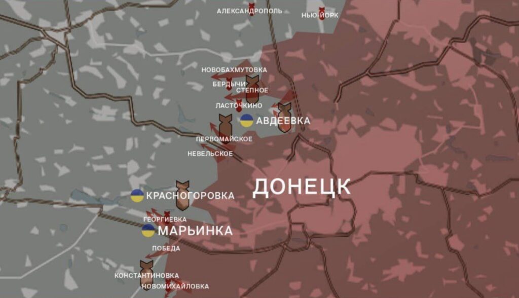 Карта СВО на Донецком направлении. Последние новости спецоперации на карте. Источник - Wargonzo