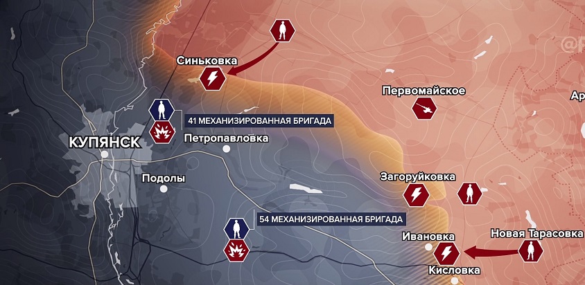Карта СВО на Купянском направлении. Последние новости спецоперации на карте. Источник - Рыбарь