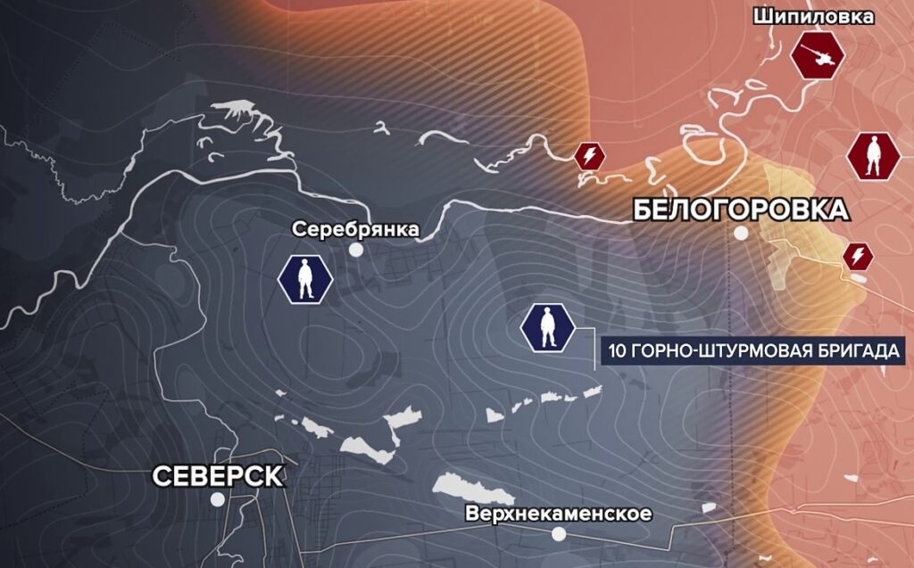 Карта СВО на Северском направлении, район Белогоровки. Последние новости спецоперации на карте. Источник - Рыбарь