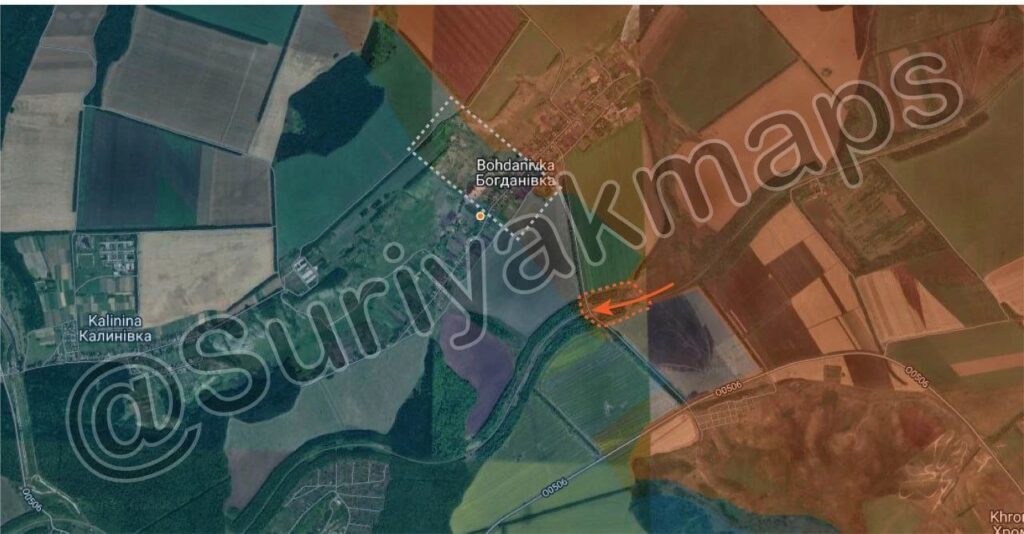 Карта СВО у Богдановки. Последние новости спецоперации на карте. Источник - Suriyakmaps