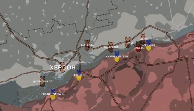 Карта СВО на Херсонском направлении. Последние новости спецоперации на карте. Источник - Wargonzo