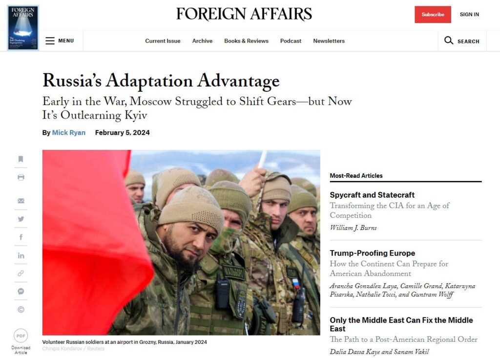 Россия адаптируется к новым условиям на поле боя быстрее Украины — Foreign Affairs